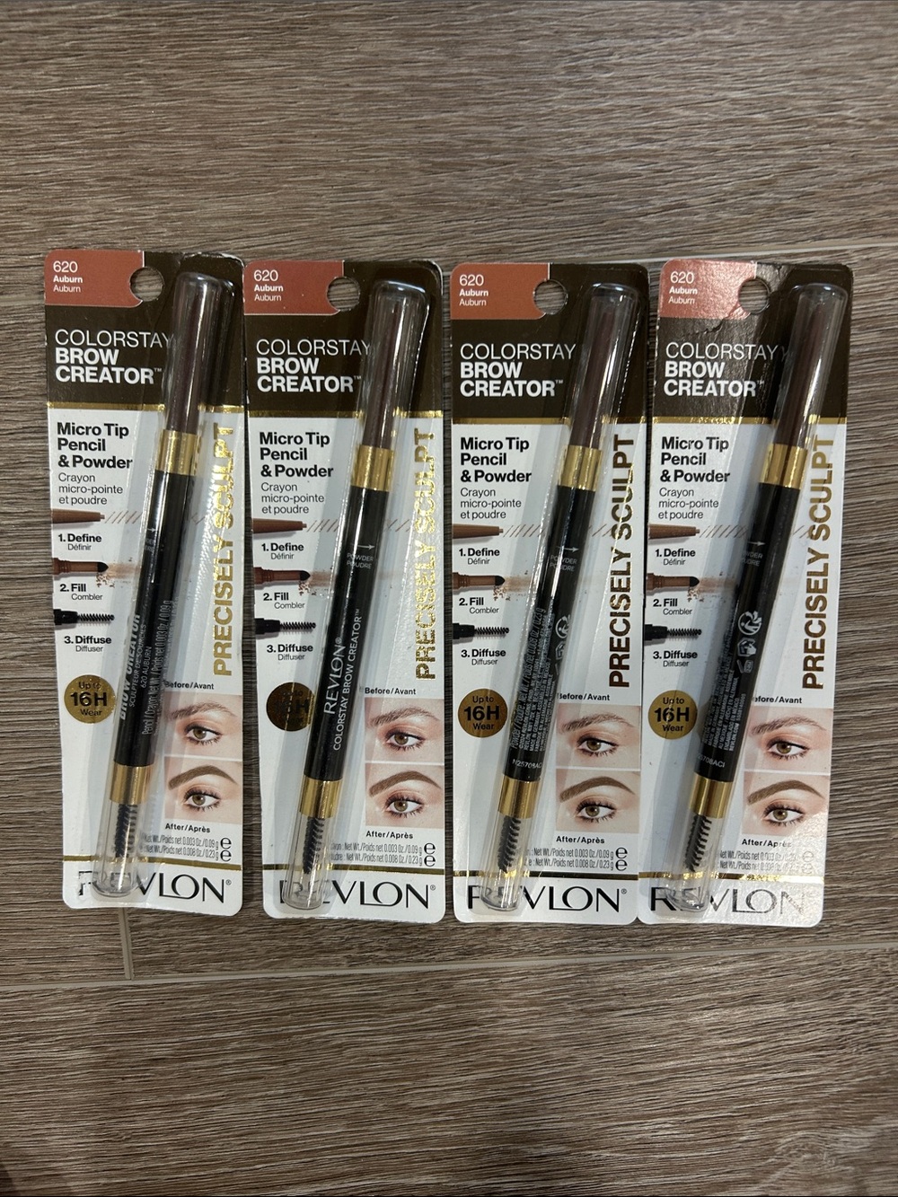 4X Revlon ColorStay Brow Creator Micro Tip Pencil & Powder - Auburn (620)
